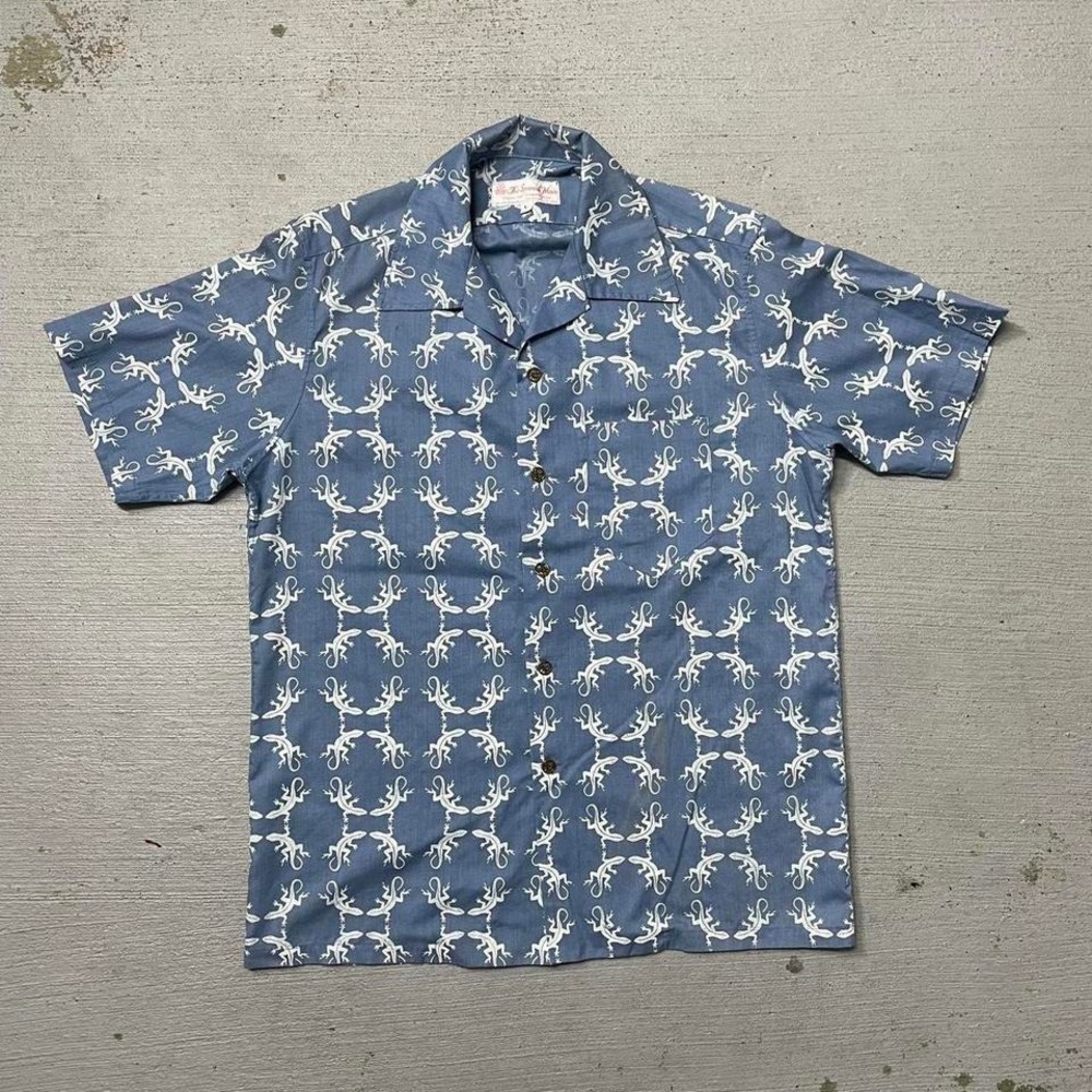 Vintage The‎ Spanish Main Gecko Lizard Button Down Shirt Size Large